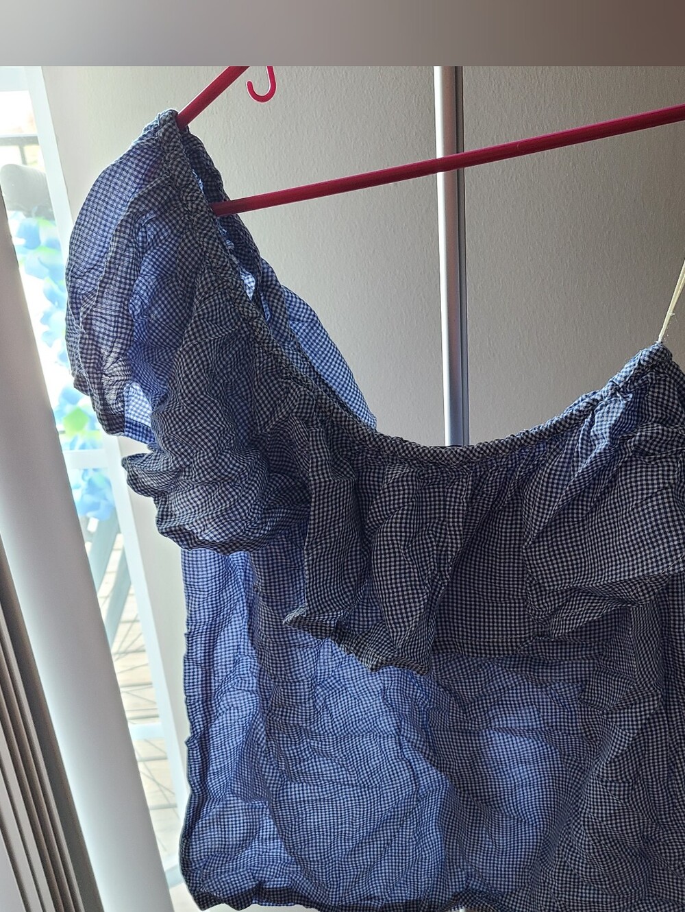 Joes Jeans Blue Gingham One-Sided Top